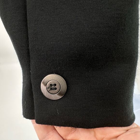 Rena Rowan Dress Coat Black VTG Stretch WMNS Sz 14 Button-Up Lined Collared Slit - Picture 8 of 8